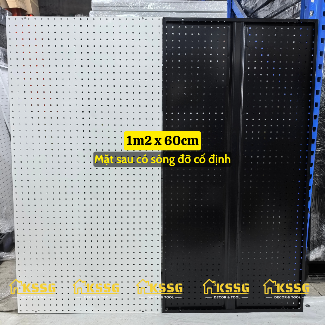 TẤM TÔN ĐỤC LỖ SƠN TĨNH ĐIỆN CÀI MÓC TREO PHỤ KIỆN 1m2x30| 40| 50| 60cm