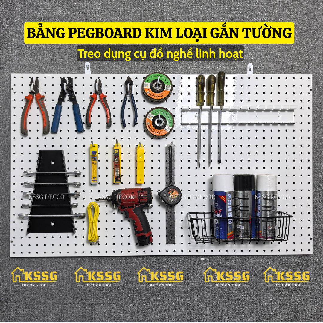 TẤM TÔN ĐỤC LỖ CÀI MÓC TREO ĐỒ NGHỀ GẮN TƯỜNG – 1mx60