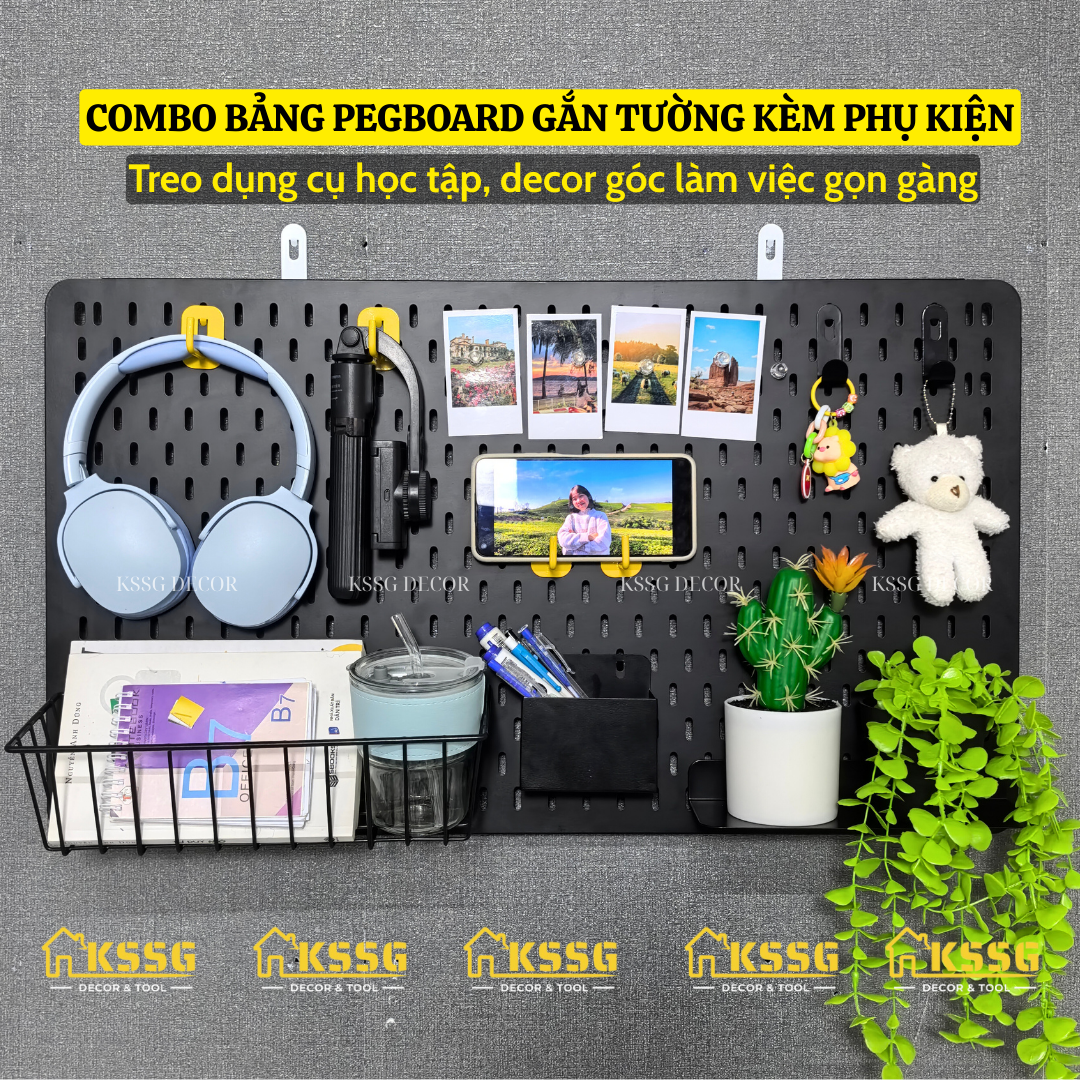 COMBO BẢNG PEGBOARD TRANG TRÍ GẮN TƯỜNG CAO CẤP