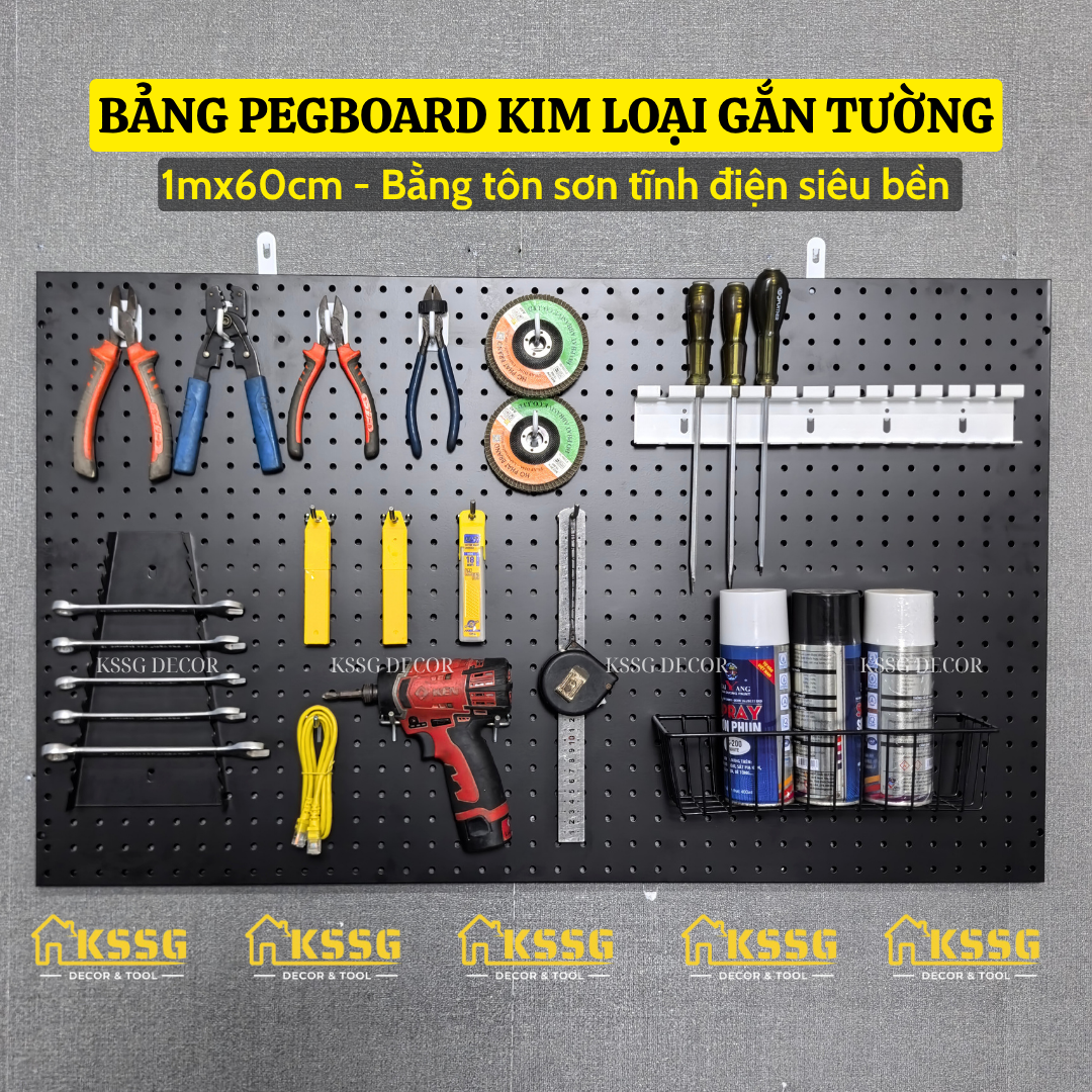 BẢNG LỖ PEGBOARD KIM LOẠI GẮN TƯỜNG ĐA NĂNG